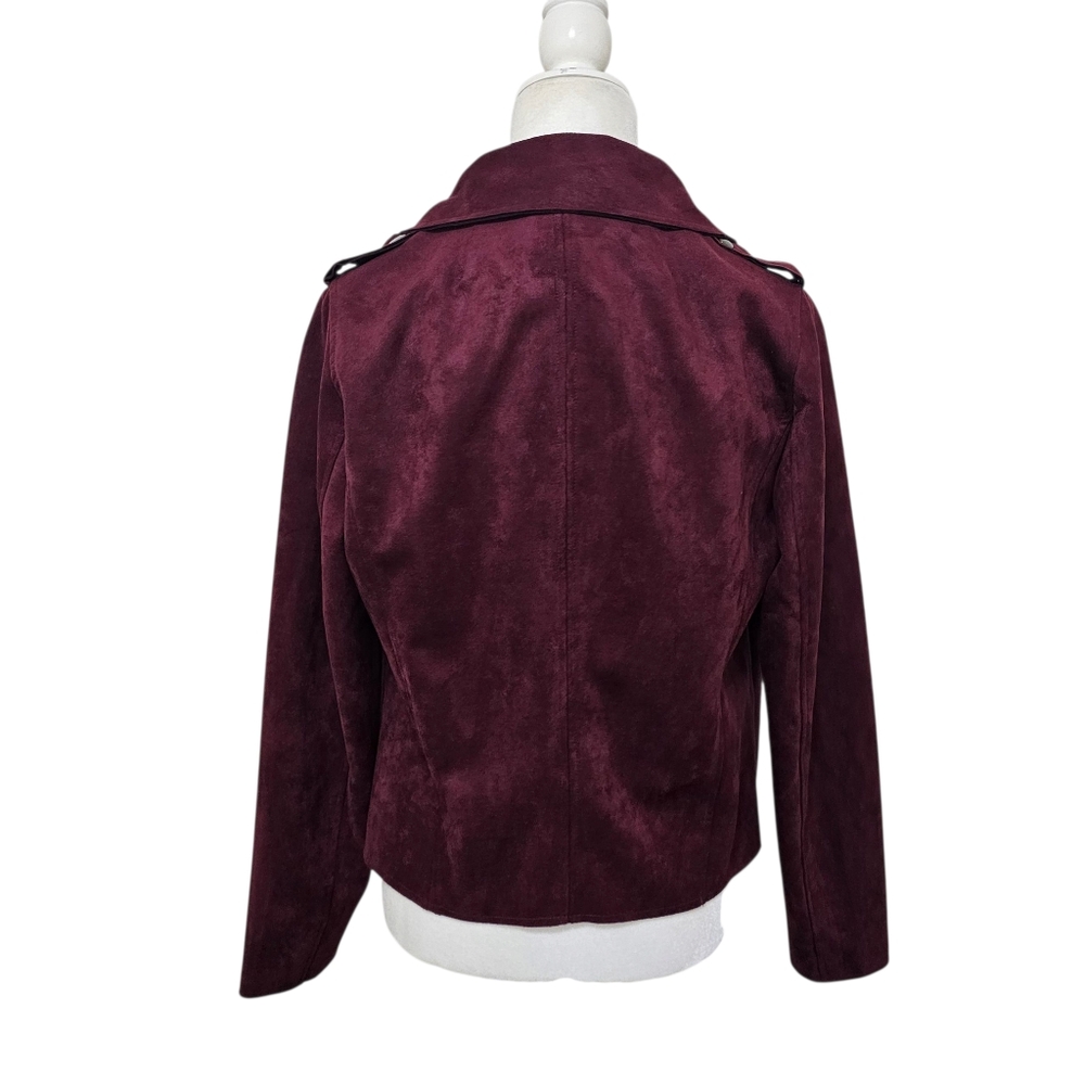 Kut From The Cloth Faux Suede Jacket Burgundy Open Front Womens Medium - Picture 5 of 11